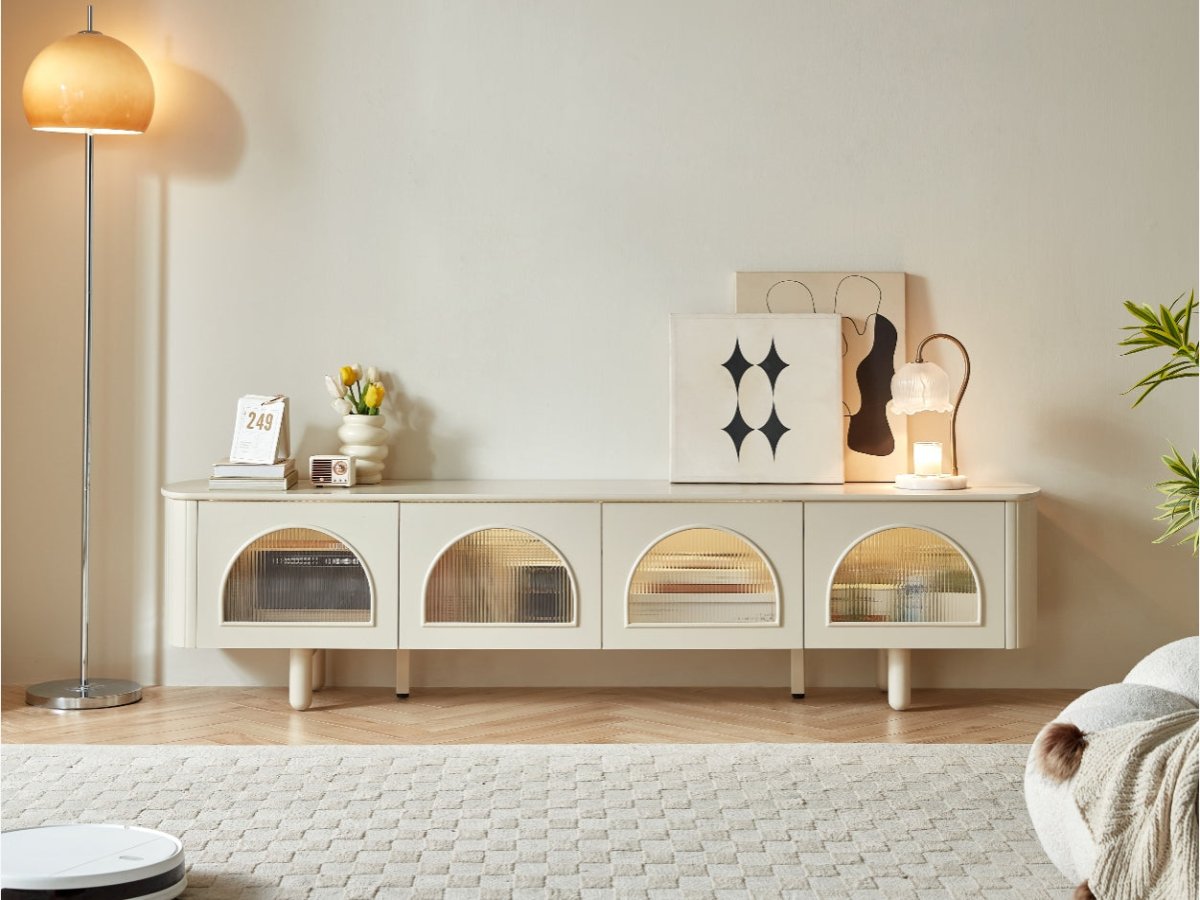 Casper Cream Arched Doors TV Cabinet with Motion Sensor Lighting/TV Stand with Light