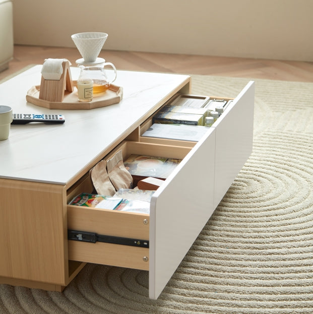 Minimalist Ceramic Top Storage Coffee Table with 4 Drawers/Tea Table