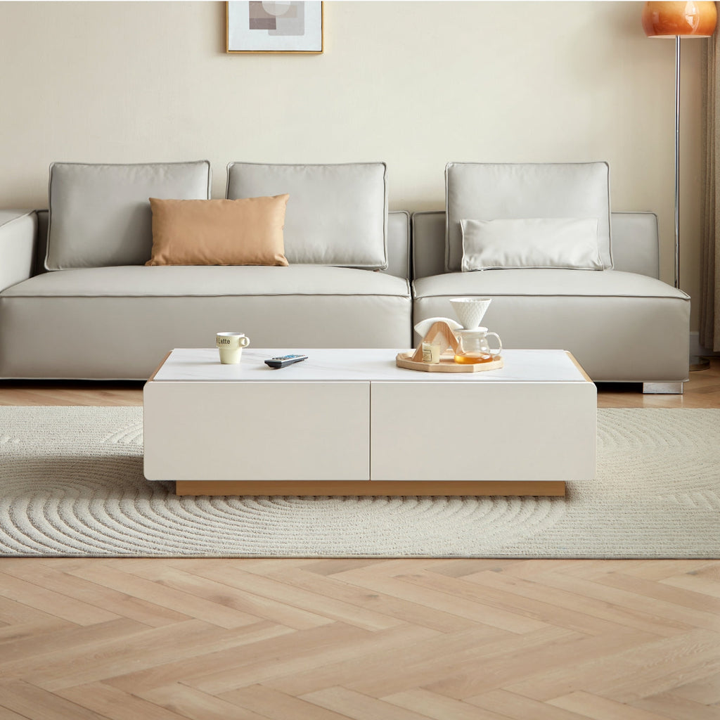 Minimalist Ceramic Top Storage Coffee Table with 4 Drawers/Tea Table