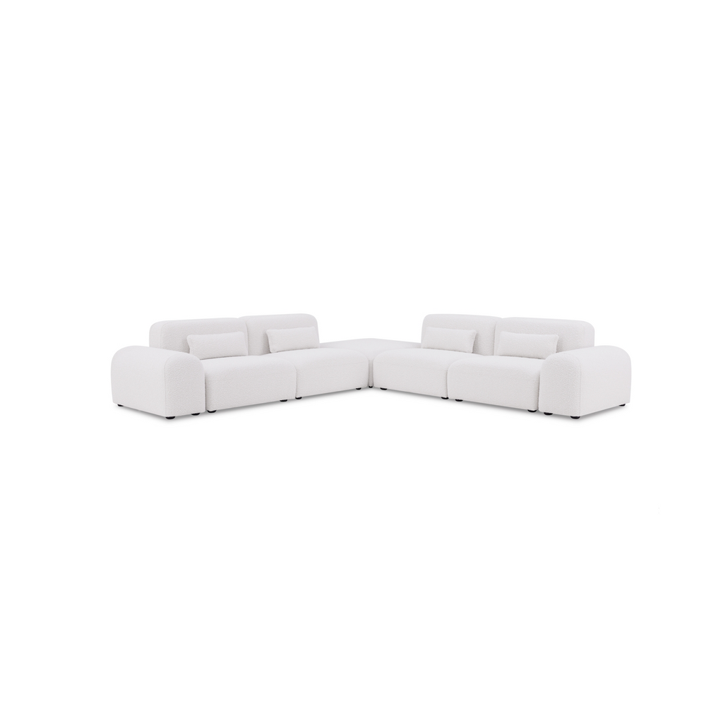 Pretty Modular Pure White Bouclé Upholstery Sofa Set/Modular Corner Sofas