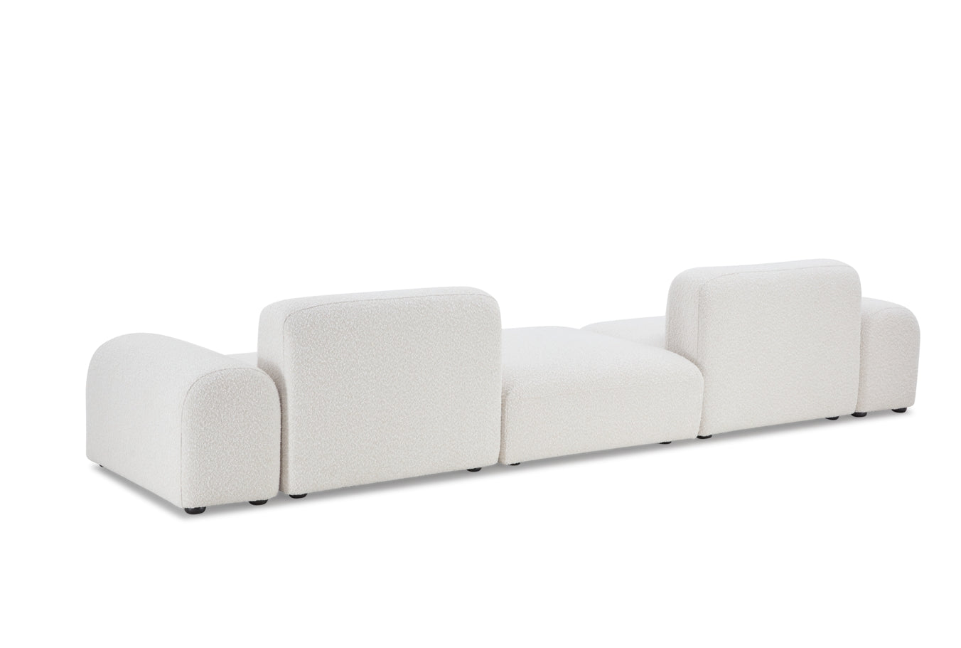 Pretty Modular Pure White Bouclé Upholstery Sofa With Ottoman