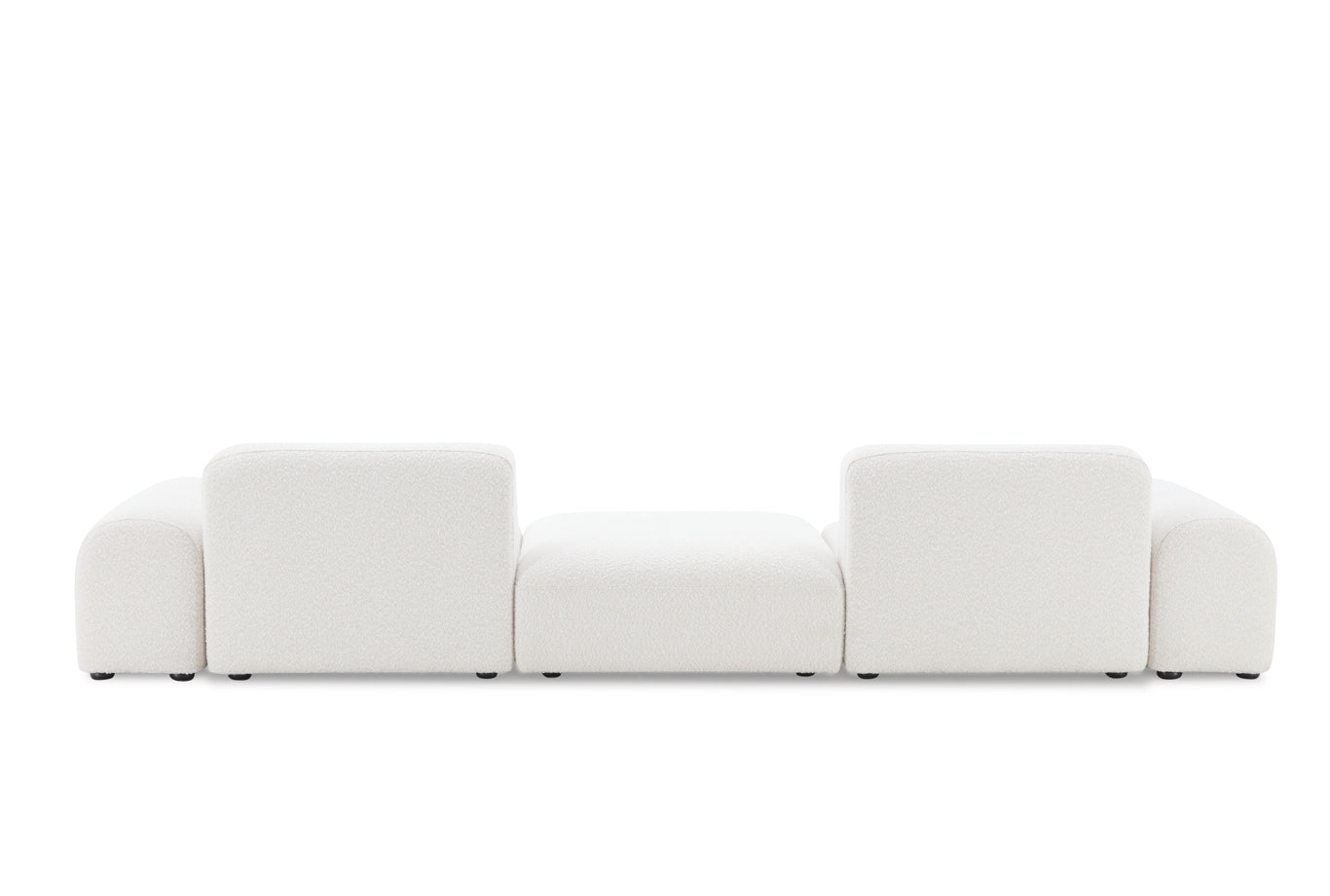 Pretty Modular Pure White Bouclé Upholstery Sofa With Ottoman