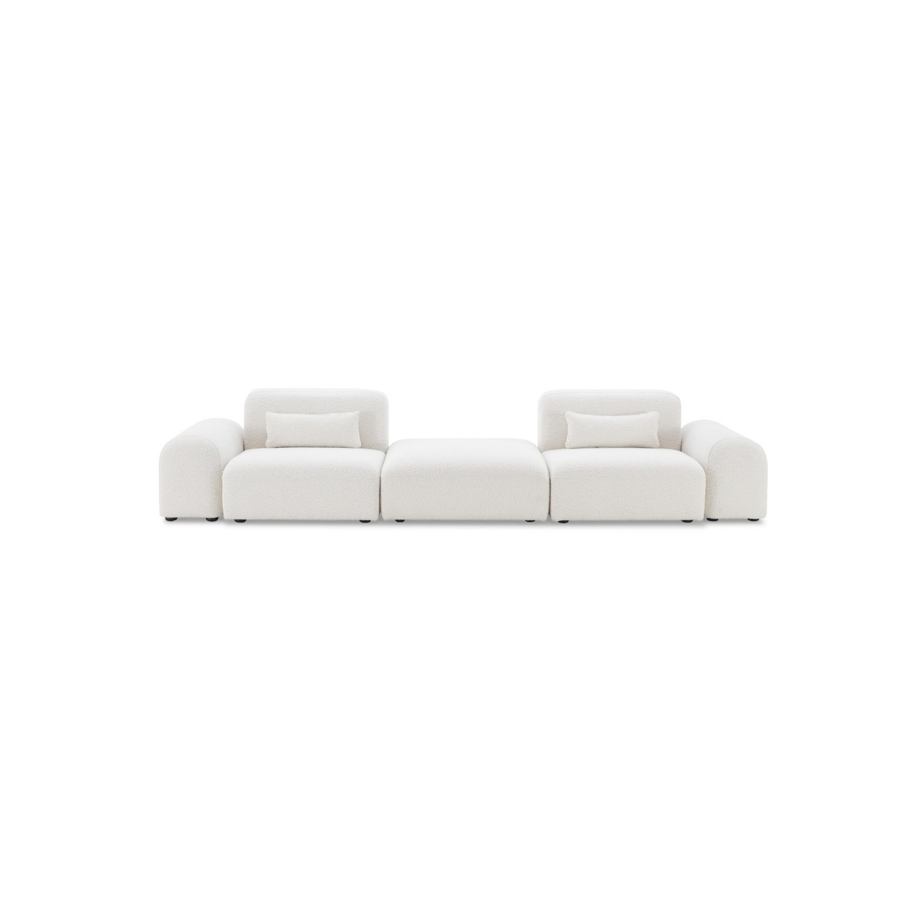 Pretty Modular Pure White Bouclé Upholstery Sofa With Ottoman