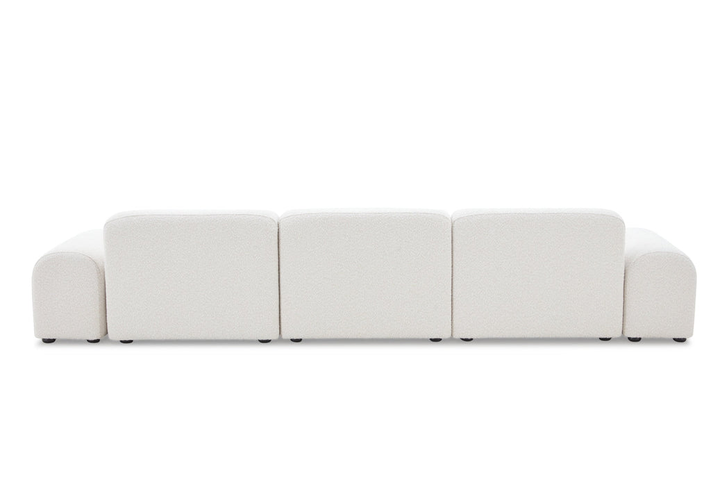 Pretty Modular Pure White Bouclé Upholstery Sofa With Reversible Chaise