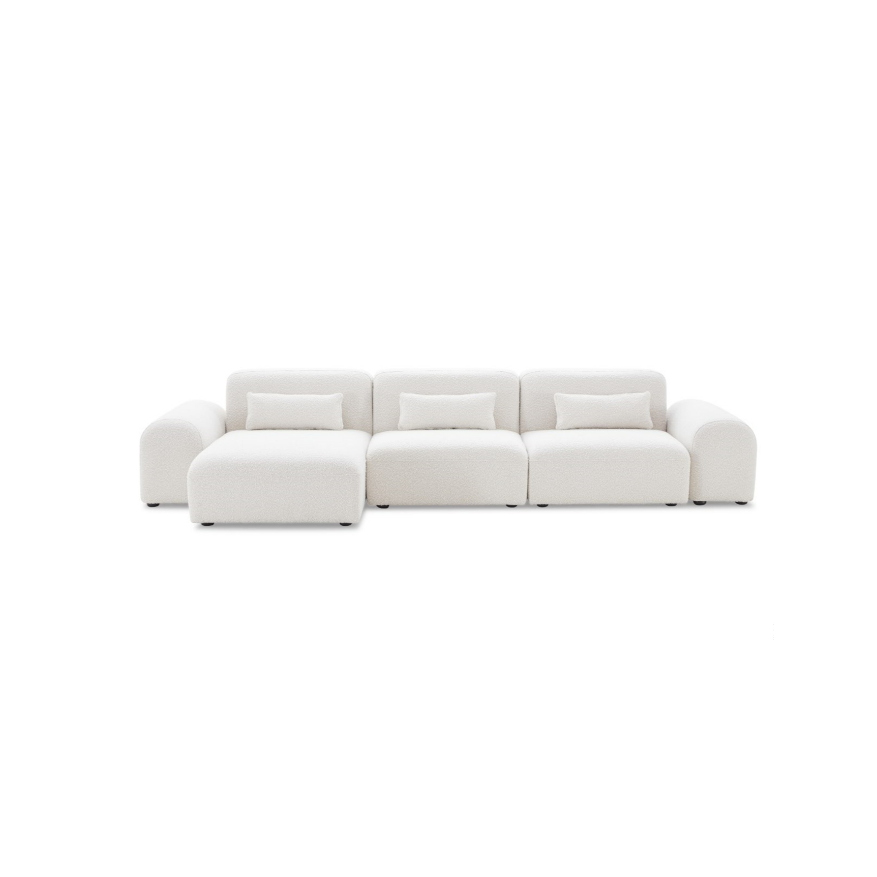 Pretty Modular Pure White Bouclé Upholstery Sofa With Reversible Chaise