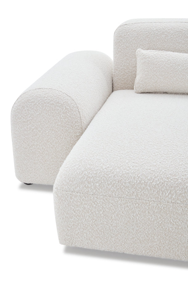 Pretty Modular Pure White Bouclé Upholstery Sofa With Reversible Chaise
