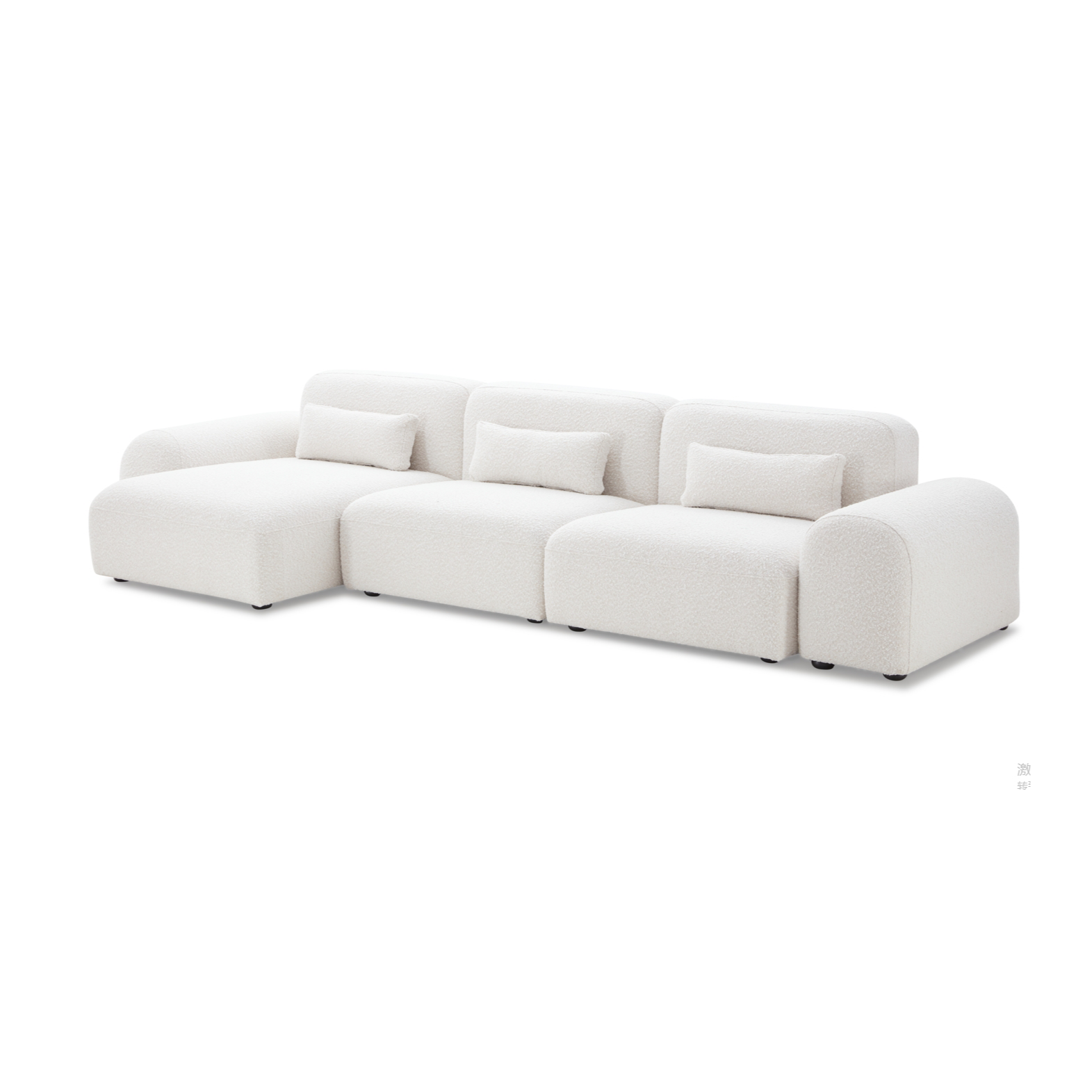 Pretty Modular Pure White Bouclé Upholstery Sofa With Reversible Chaise