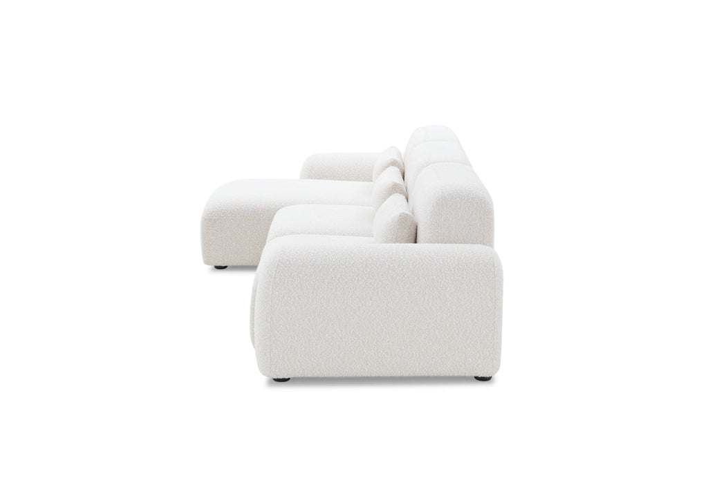 Pretty Modular Pure White Bouclé Upholstery Sofa With Reversible Chaise