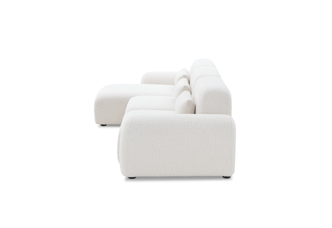 Pretty Modular Pure White Bouclé Upholstery Sofa With Reversible Chaise