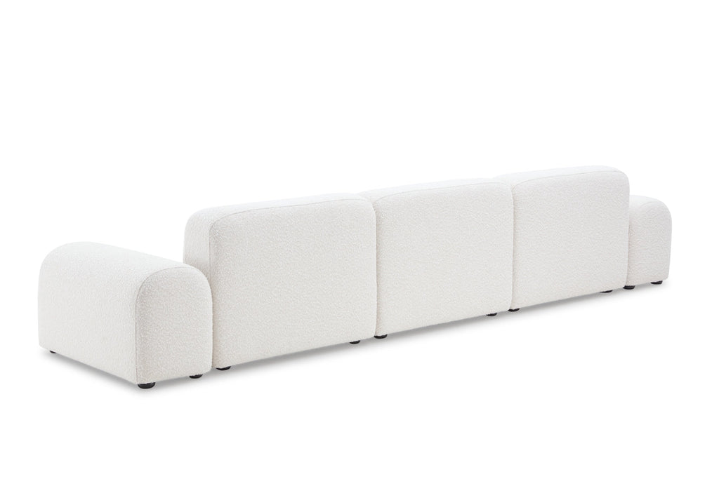Pretty Modular Pure White Bouclé Upholstery Sofa With Reversible Chaise
