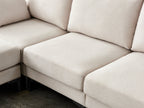 Fabric Upholstered Metal Legs Sofa with Ottoman in Beige color