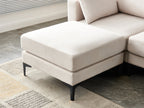Fabric Upholstered Metal Legs Sofa with Ottoman in Beige color