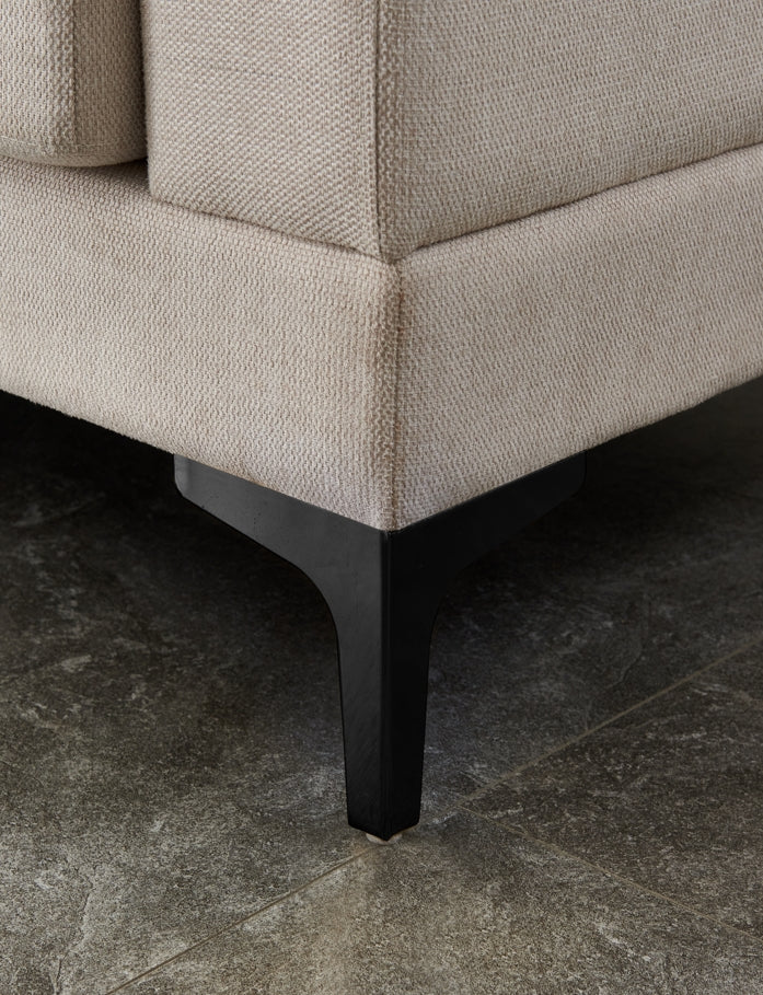 Fabric Upholstered Metal Legs Sofa with Ottoman in Beige color