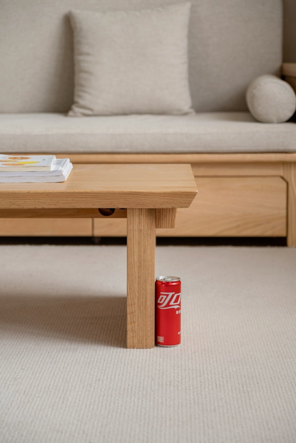 Mainn Natural Wood Color -Graded Solid American Oak Rectangle Coffee Table