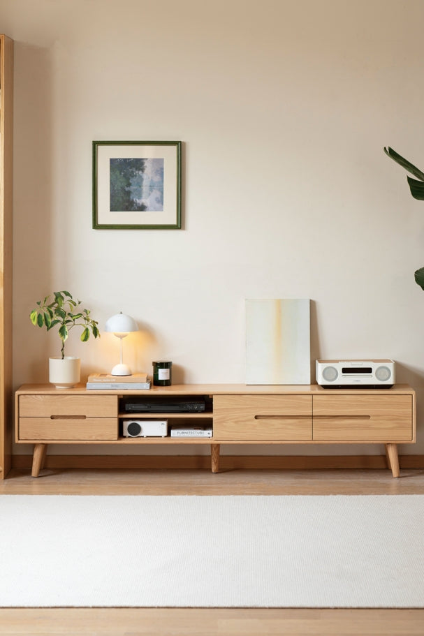 Daubs FAS-Graded American Oak TV Stand with Sliding Door/Entertainment Unit 180cm