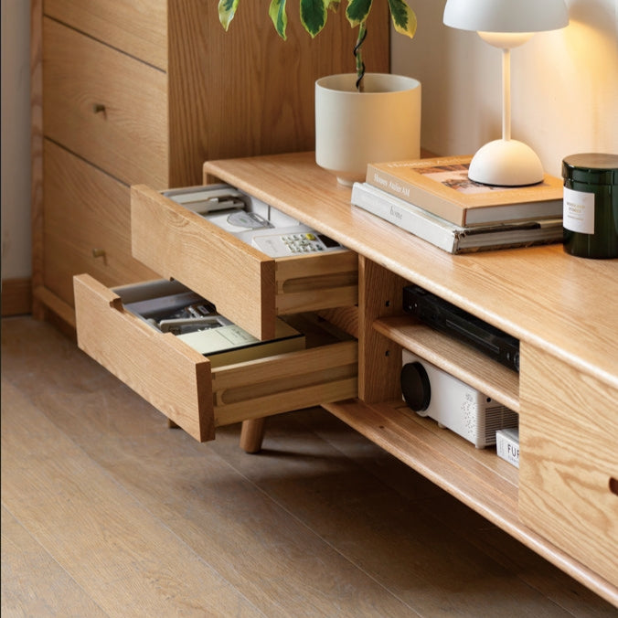 Daubs FAS-Graded American Oak TV Stand with Sliding Door/Entertainment Unit 180cm