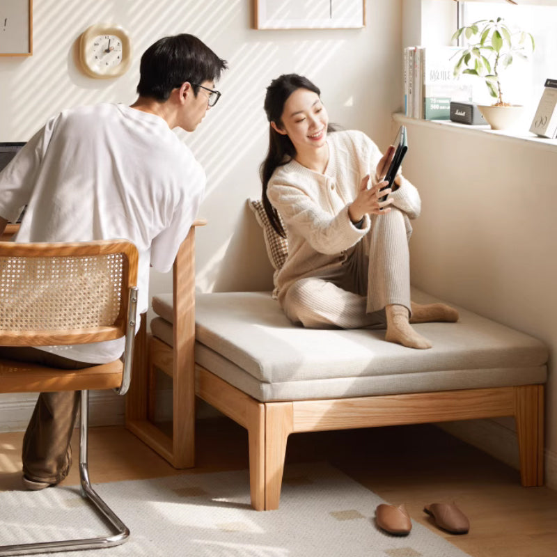 Darian 90cm/116cm FAS-Graded Solid American Oak Wood Sofa/Sofa Bed Cotton-linen Blend Fabric