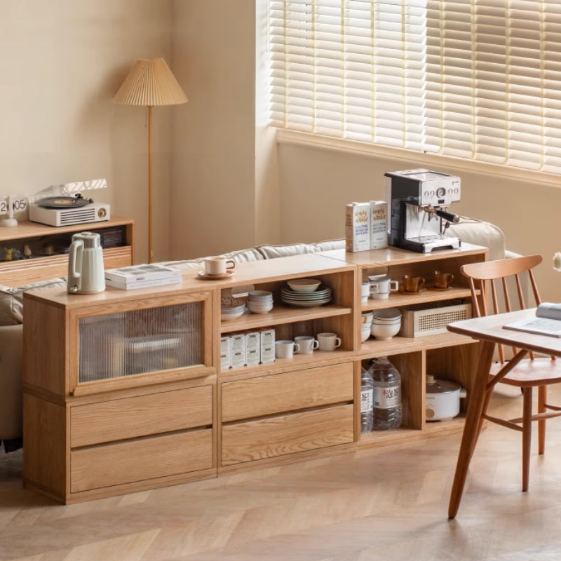 Graded Solid American Oak Wood Floor-standing Modular Storage Cabinet Chest Set for Home