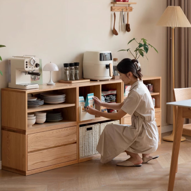 Graded Solid American Oak Wood Floor-standing Modular Storage Cabinet Chest Set for Home