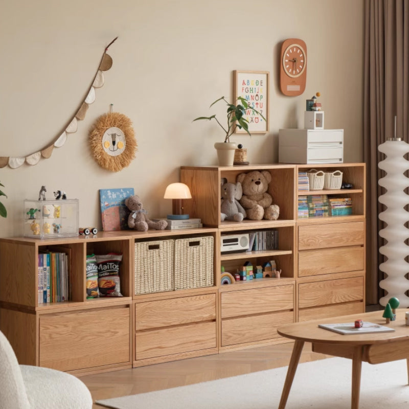 Graded Solid American Oak Wood Floor-standing Modular Storage Cabinet Chest Set for Home