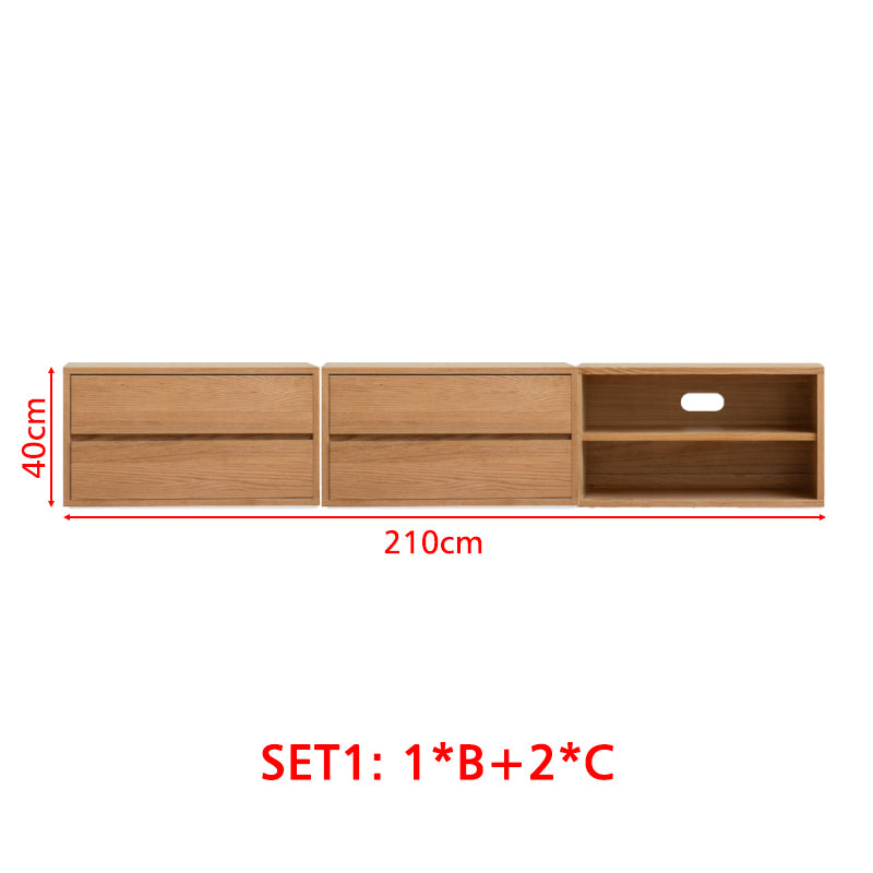 Graded Solid American Oak Wood Floor-standing Modular Storage Cabinet Chest Set for Home