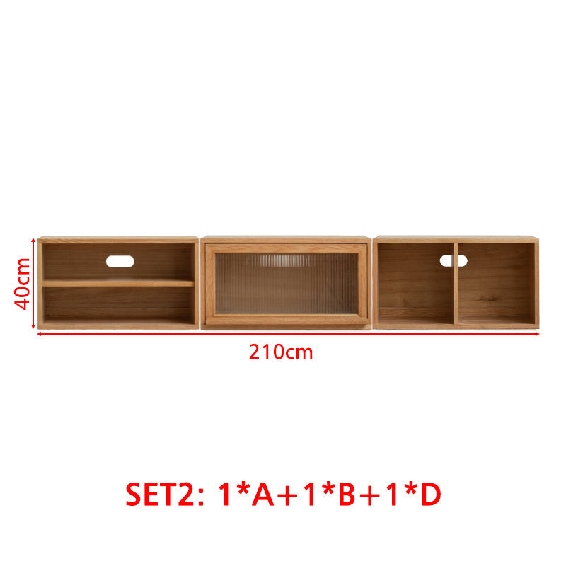 Graded Solid American Oak Wood Floor-standing Modular Storage Cabinet Chest Set for Home