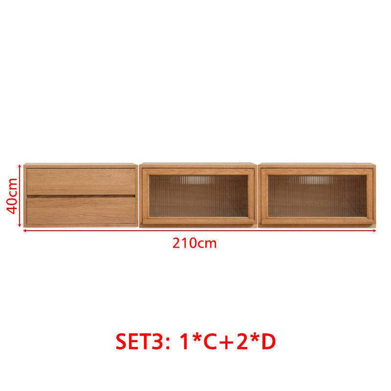 Graded Solid American Oak Wood Floor-standing Modular Storage Cabinet Chest Set for Home