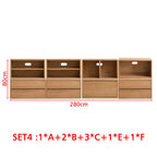 Graded Solid American Oak Wood Floor-standing Modular Storage Cabinet Chest Set for Home