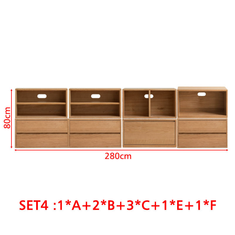 Graded Solid American Oak Wood Floor-standing Modular Storage Cabinet Chest Set for Home