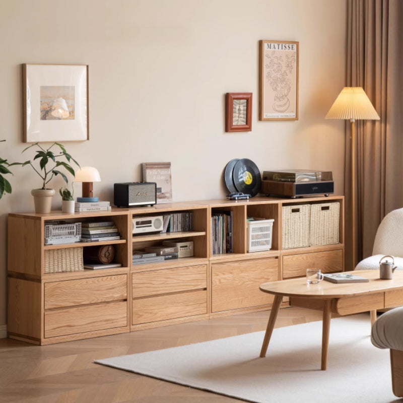 Graded Solid American Oak Wood Floor-standing Modular Storage Cabinet Chest Set for Home