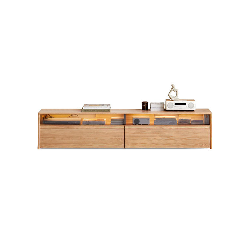 Raymond 1.8m/2.0m/2.2m/2.4m FAS-Graded Solid American Oak Wood TV Stand/Entertainment Unit With Lighting