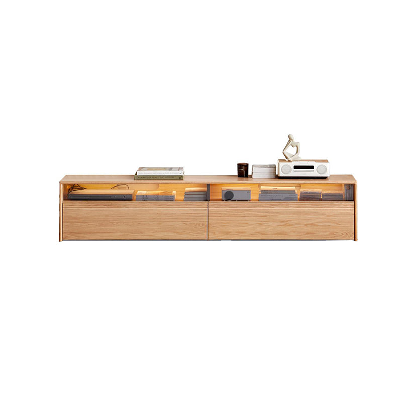 Raymond 1.8m/2.0m/2.2m/2.4m FAS-Graded Solid American Oak Wood TV Stand/Entertainment Unit With Lighting