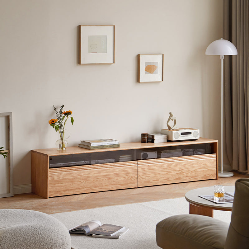 Raymond 1.8m/2.0m/2.2m/2.4m FAS-Graded Solid American Oak Wood TV Stand/Entertainment Unit With Lighting