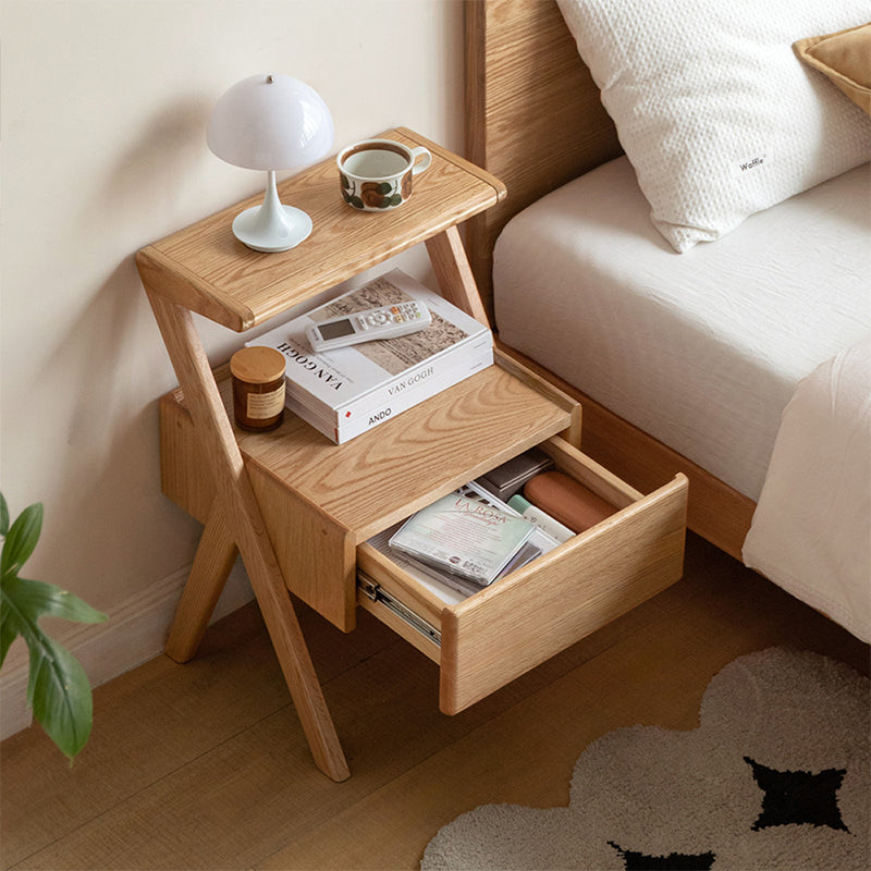 Ralph FAS-Graded Solid American Oak Wood Side Table with Drawer