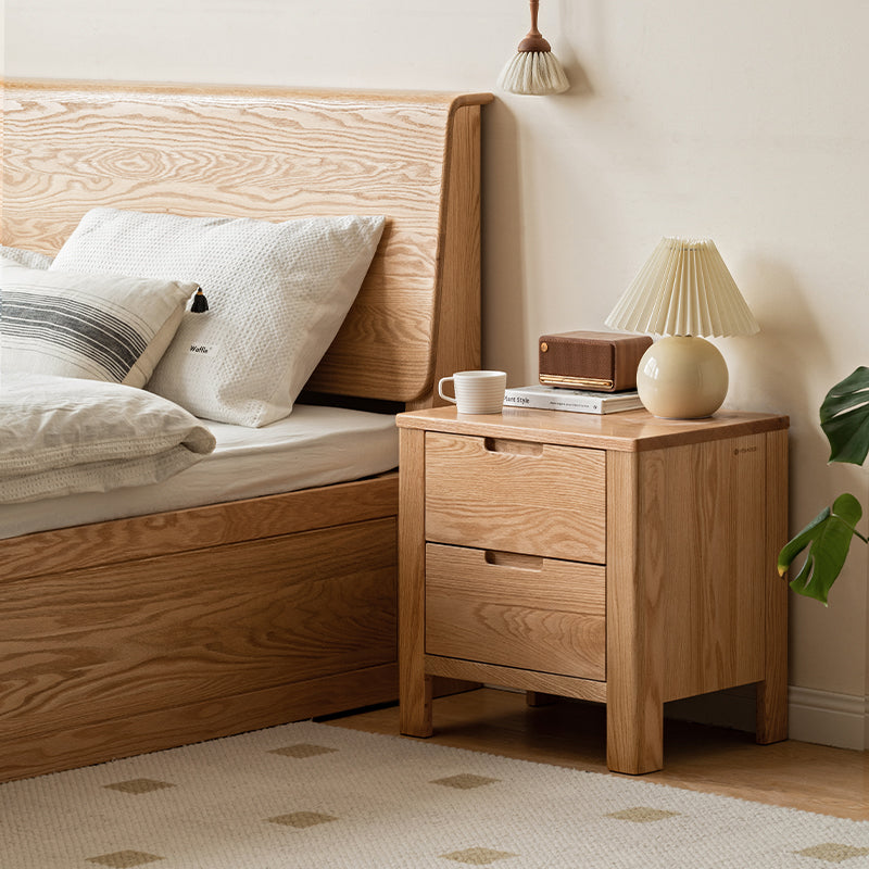 Noah FAS-Graded Solid American Oak Wood Side Table with Drawer