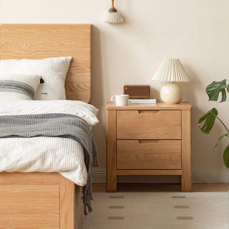 Noah FAS-Graded Solid American Oak Wood Side Table with Drawer