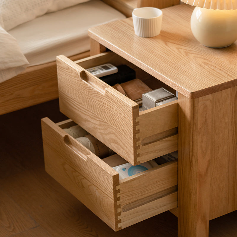 Noah FAS-Graded Solid American Oak Wood Side Table with Drawer