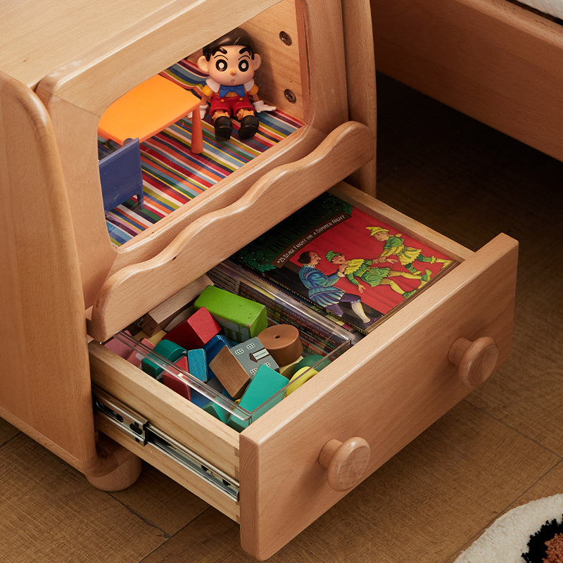 Norman 0.4m FAS-Graded Solid Beech Wood Children Side Table with Drawer/Light