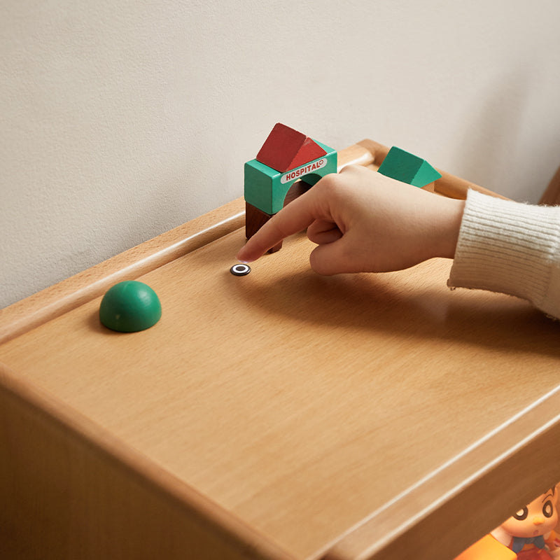 Norman 0.4m FAS-Graded Solid Beech Wood Children Side Table with Drawer/Light