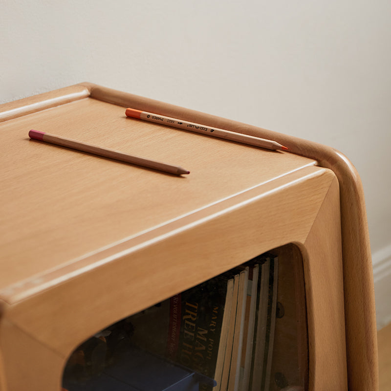 Norman 0.4m FAS-Graded Solid Beech Wood Children Side Table with Drawer/Light