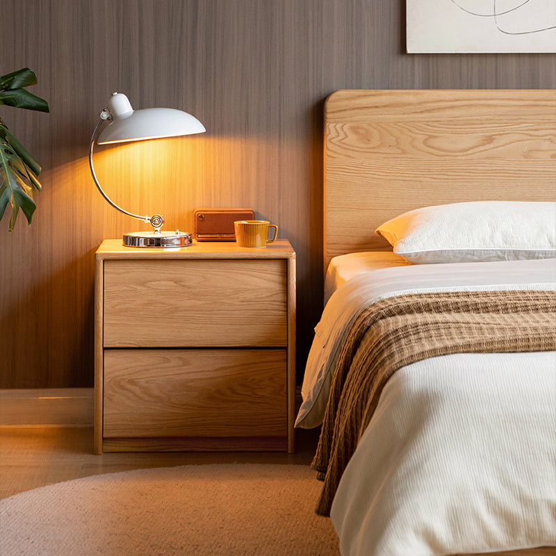 Matthew FAS-Graded Solid American Oak Wood Side Table with Drawer