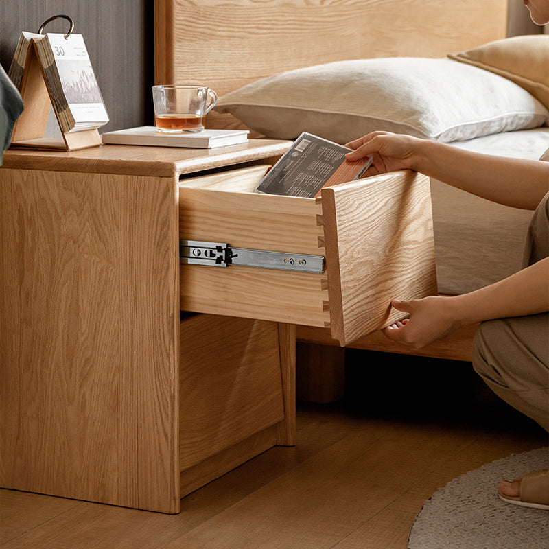 Matthew FAS-Graded Solid American Oak Wood Side Table with Drawer