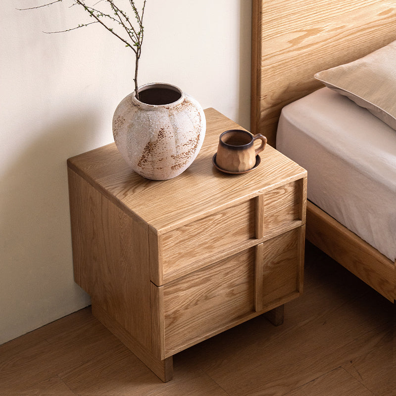 Warren FAS-Graded Solid American Oak Wood Side Table with Drawer