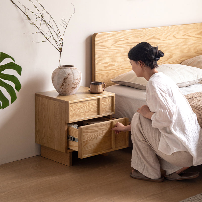 Warren FAS-Graded Solid American Oak Wood Side Table with Drawer