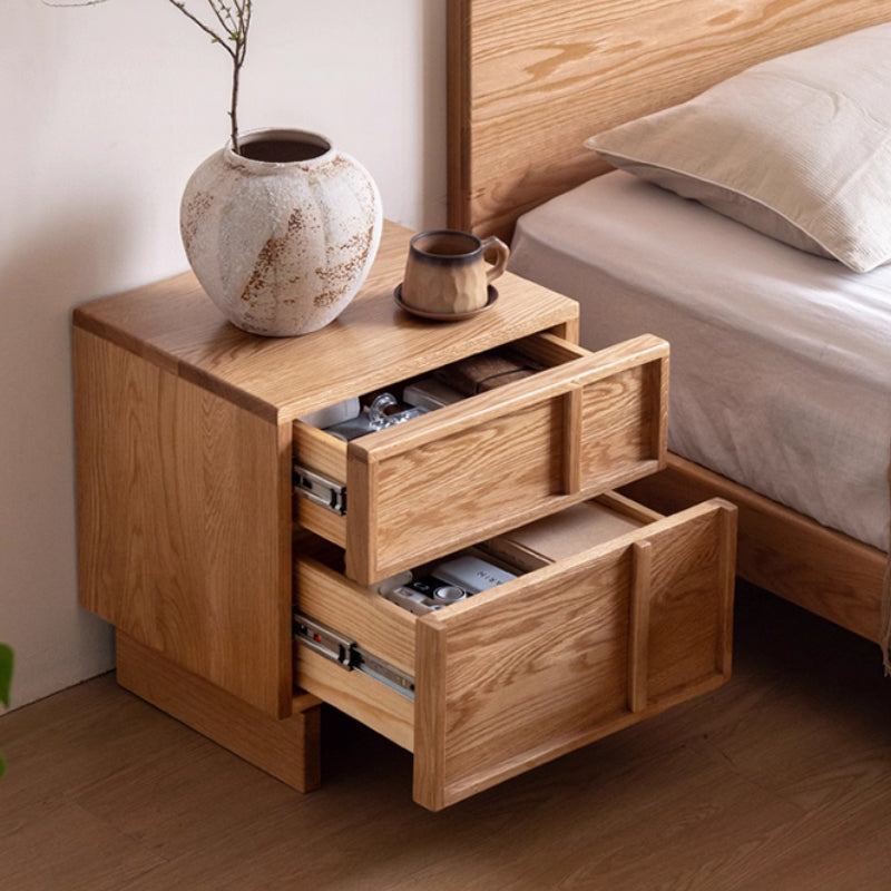 Warren FAS-Graded Solid American Oak Wood Side Table with Drawer