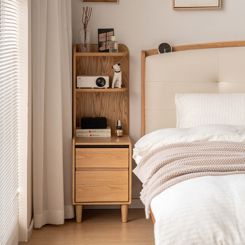 Kathy FAS-Graded Solid American Oak Wood Side Table/Bedside Table with Drawer