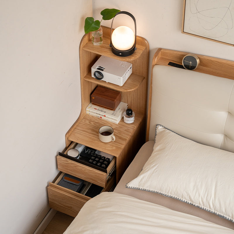 Kathy FAS-Graded Solid American Oak Wood Side Table/Bedside Table with Drawer