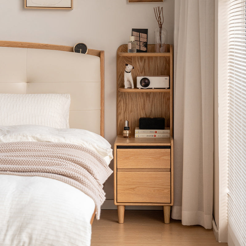 Kathy FAS-Graded Solid American Oak Wood Side Table/Bedside Table with Drawer
