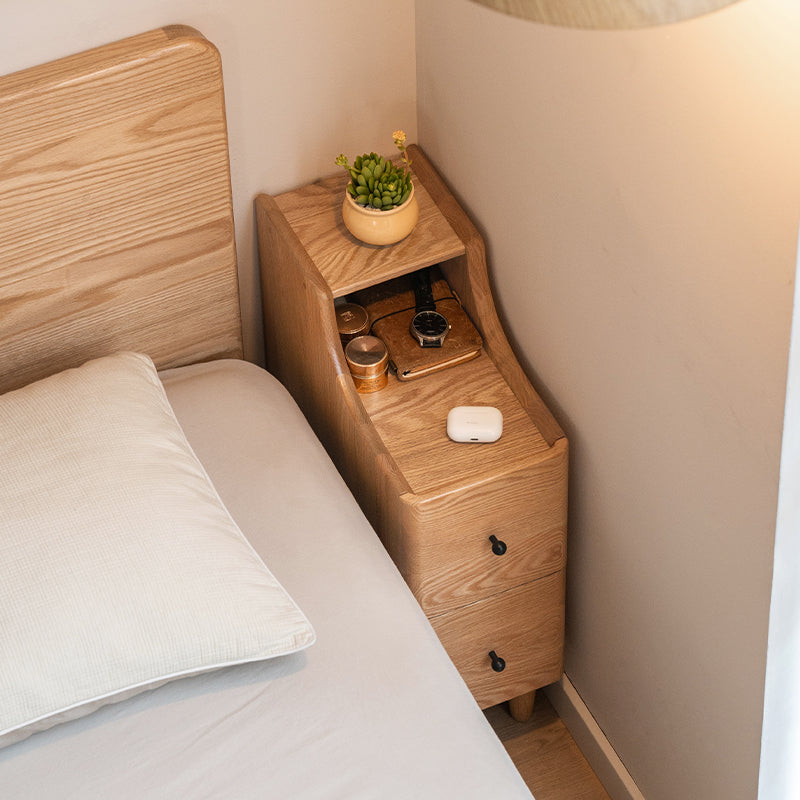 Kenneth 0.2m/0.3m FAS-Graded Solid American Oak Wood Side Table/Bedside Table with Drawer