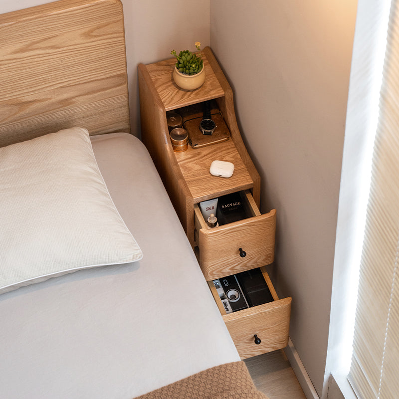 Kenneth 0.2m/0.3m FAS-Graded Solid American Oak Wood Side Table/Bedside Table with Drawer